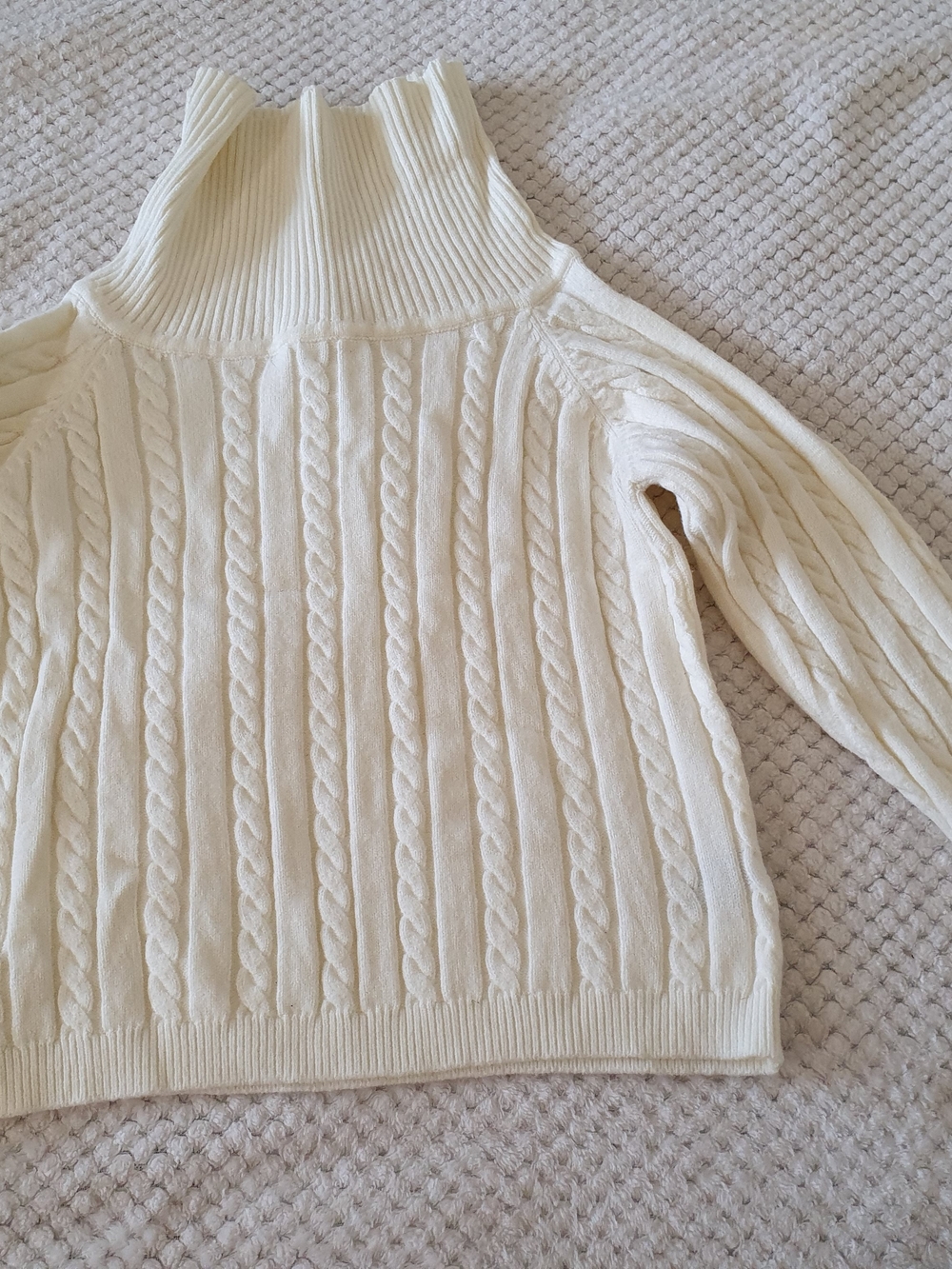 CIDER Curve Cream Cable Knit Cropped Turtleneck Sweater Size 0XL Excellent Cond